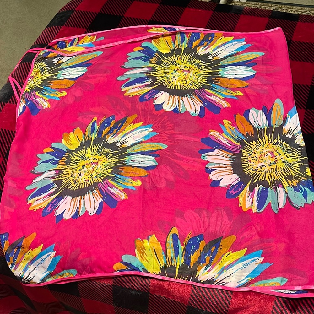 Pink flowered scarf